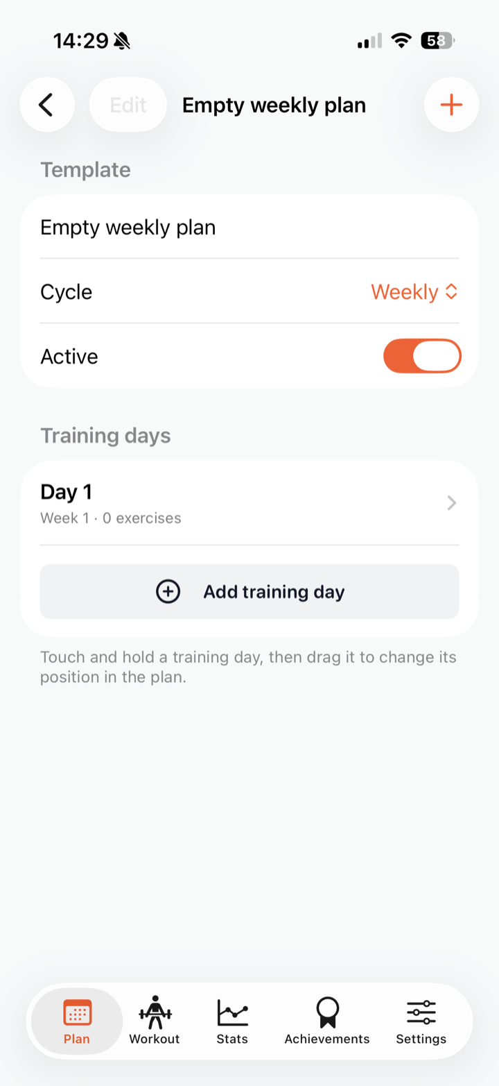 Plan with training day