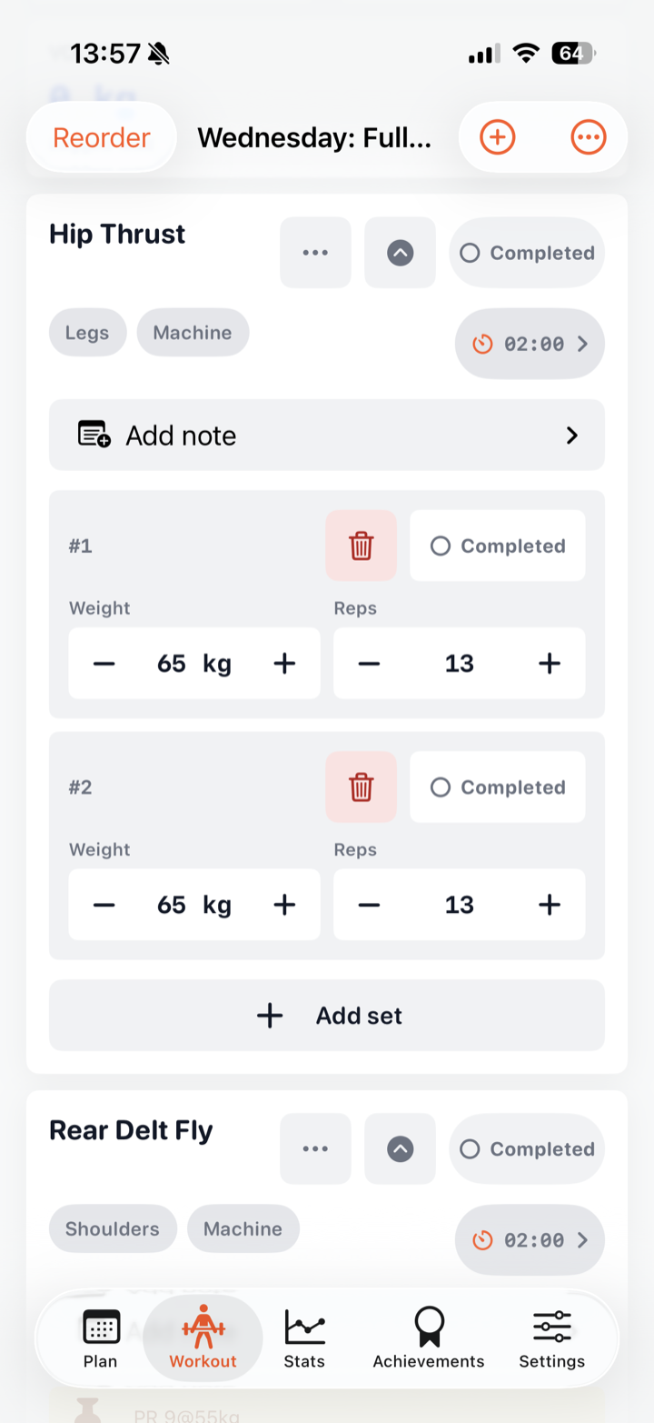 Add a note directly to an exercise during an active workout