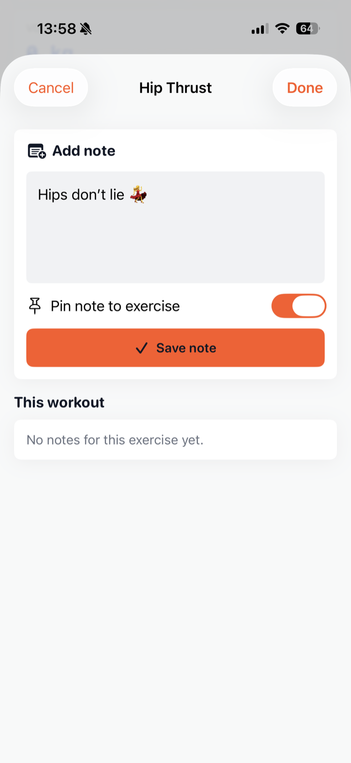 Pin a timestamped note to an exercise